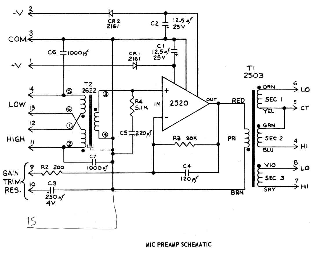 API 312 Mic Preamp Schematic